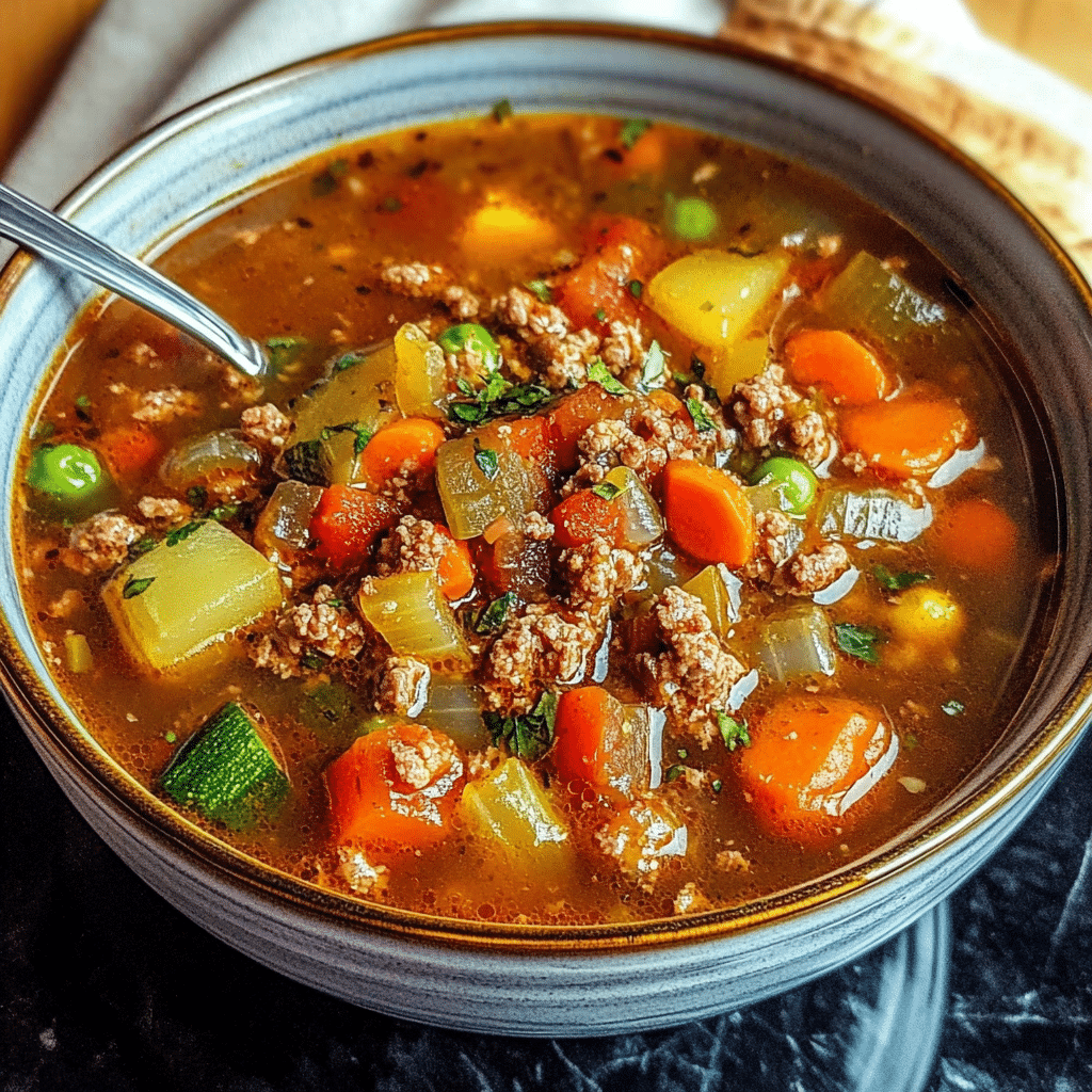 Ground Beef Vegetable Soup Recipe Bites Haven