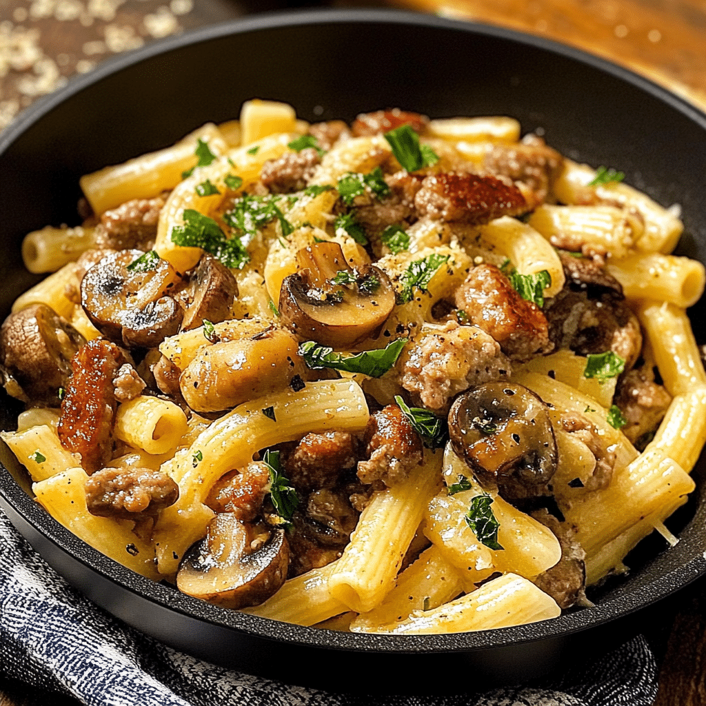 Creamy Sausage Mushroom Pasta - Bites Haven
